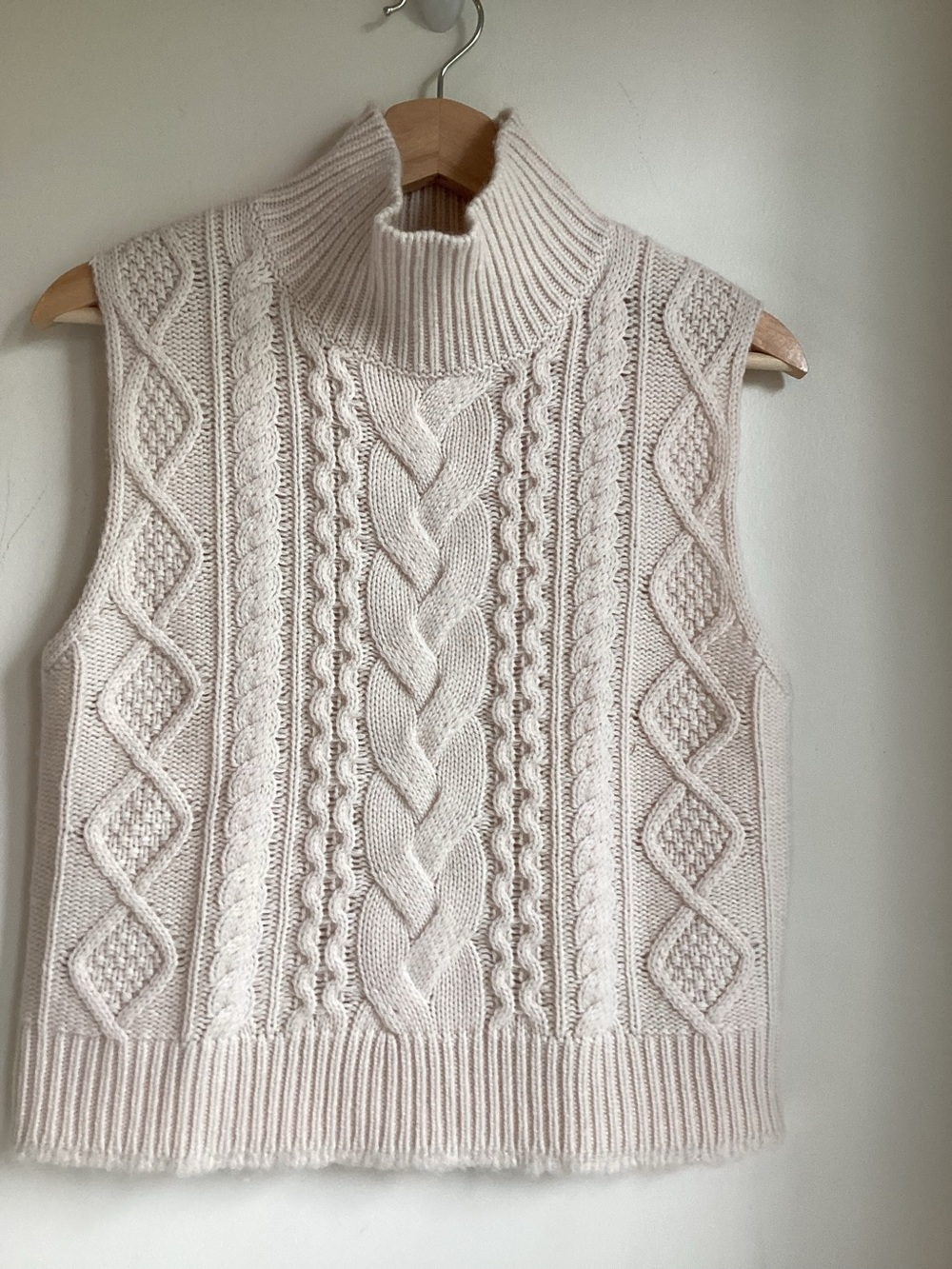 RE/DONE Linen Cable Knit Turtleneck Sweater Vest XS Wool Cashmere